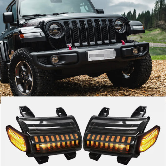 for Jeep for Wrangler JL Gladiator Rubicon 2018-24 LED Fender Turn Signal Lights DRL