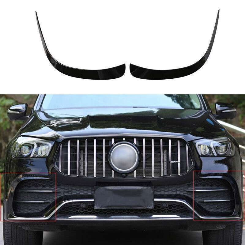 for Benz GLE 450 V167 20-23 ABS Black Front Bumper Lip Spoiler Fins Canards Trim
