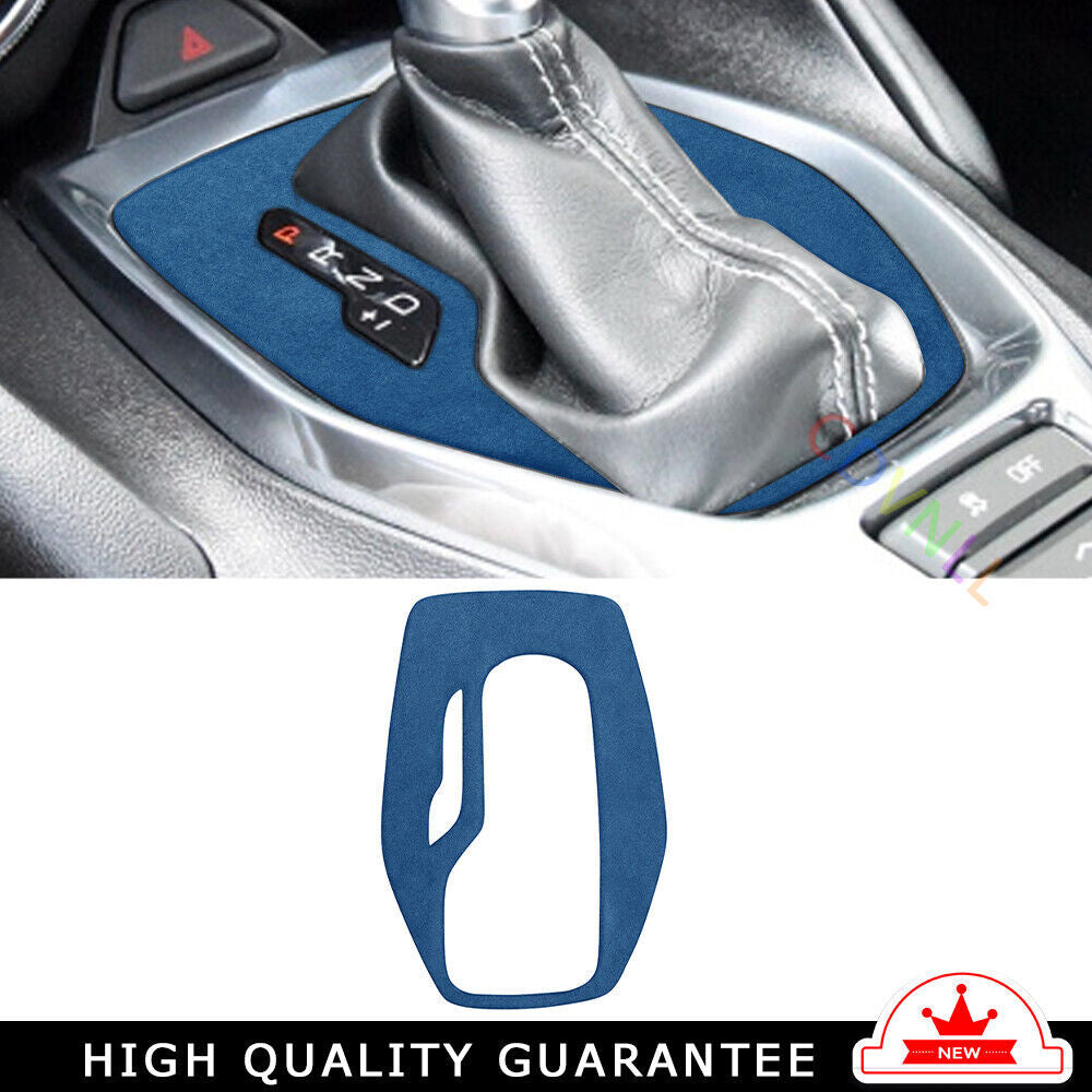 Console Gear Shift Frame Cover Trim 1PCS for Chevrolet Camaro 2016-20 Blue Suede
