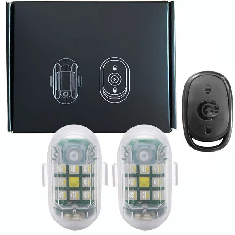 2Pc Motorcycle Wireless LED Flashing Lights Remote Control 7 Colors Rechargeable