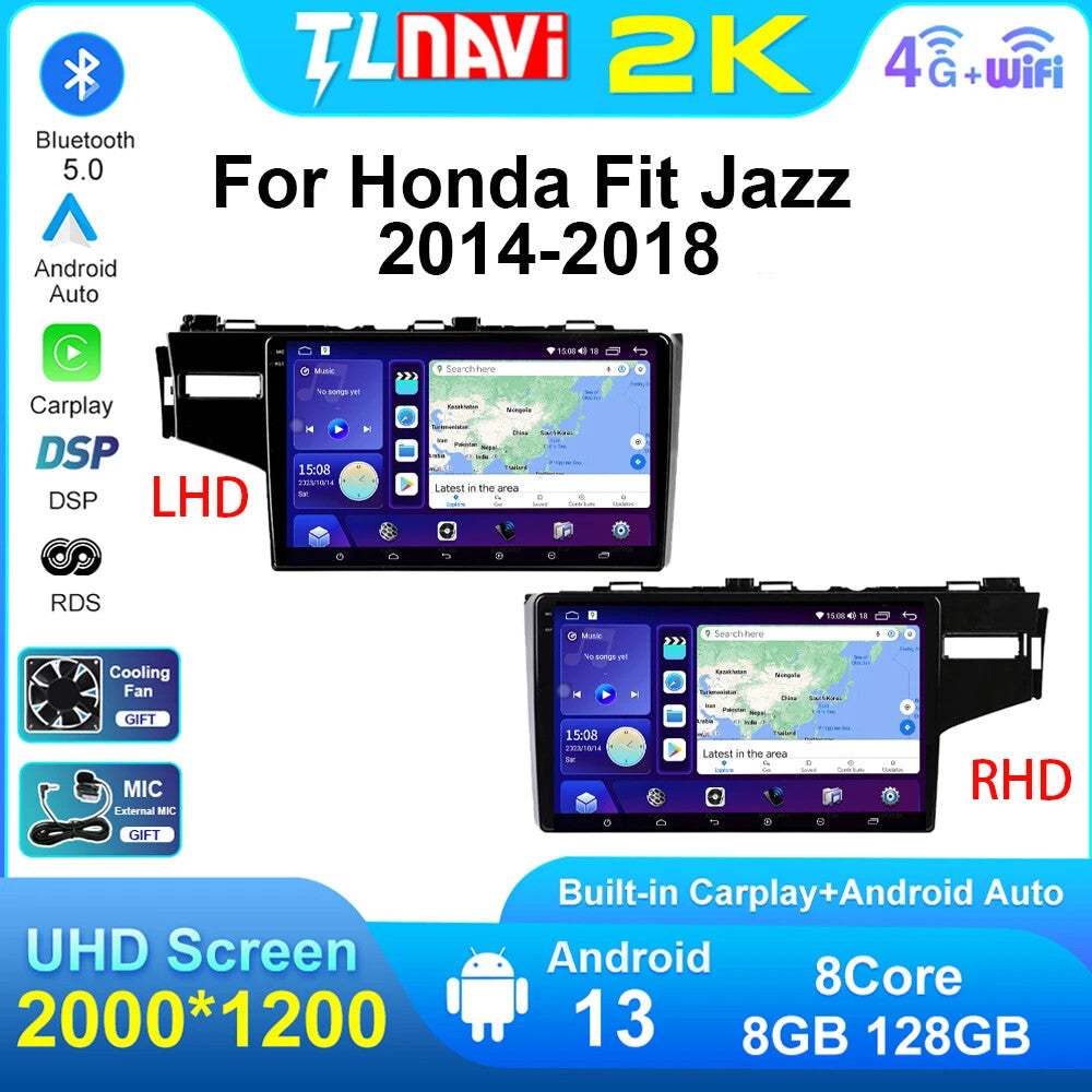 for Honda Jazz 2014-2018 Car Radio Carplay Multimedia GPS Video Player Screen