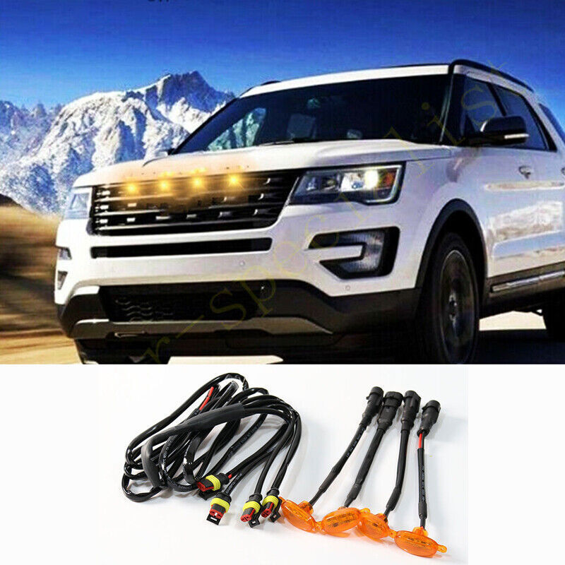 for Ford Explorer 2016-2019 Style Grill LED yellow Marker Light Kit