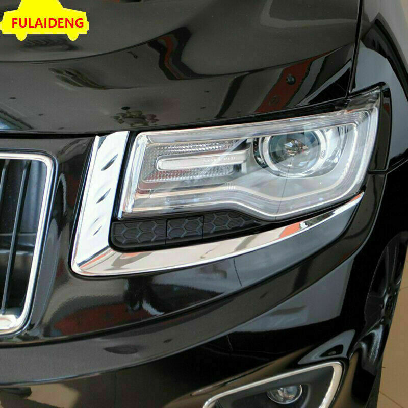 for Jeep Grand Cherokee 2014-2016 Chrome Head Light Lamp Eyelid Strip Cover Trim