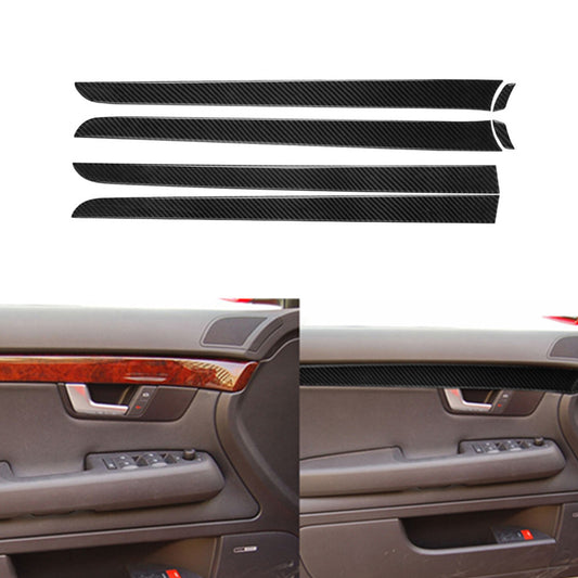 4Pcs Carbon Fiber Interior Door Panel Strip Cover Trim for Audi for A4 S4 2005-2008