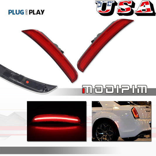 For 2015+ for Chrysler 300 Red Lens Rear Bumper Side Marker Light LH Right Grip 2-Piece Set