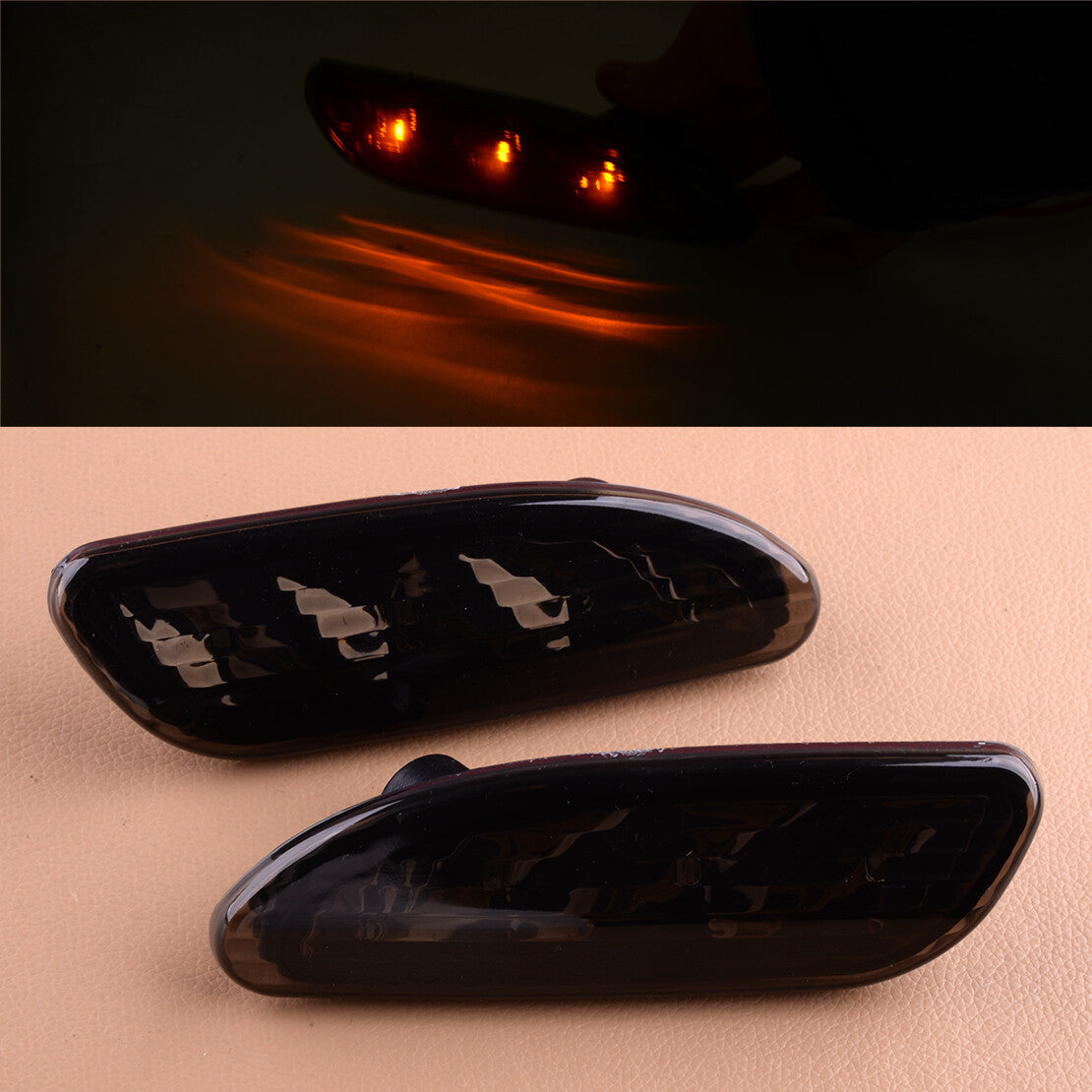 2pcs LED Smoke Bumper Side Marker Light +Bulb Fit for Mercedes Benz C-Class W203