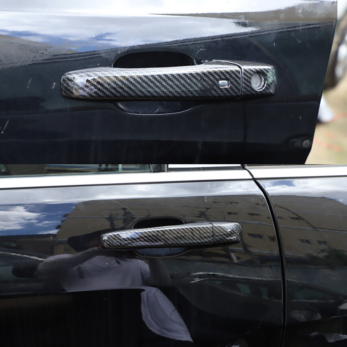 for Jeep Grand Cherokee 11-20 Carbon Fiber Rearview Mirror Cap+Door Handle Cover