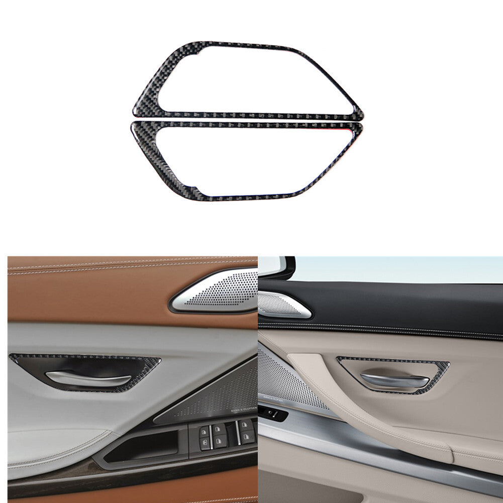 2Pcs Carbon Fiber Side Door Handle Cover Trim for BMW 6 Series F12 F13 2011-2018