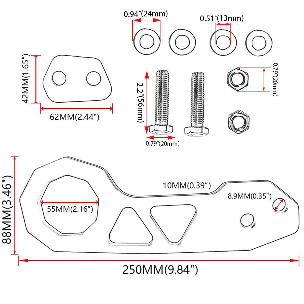 Universal JDM Aluminum Racing Car Rear Tow Hook Trailer Ring Fit for Honda for Civic
