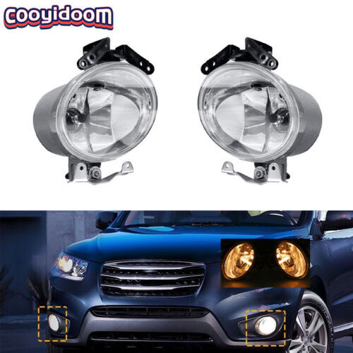 A pair of front bumper fog lights with bulbs are suitable for the for Hyundai Santa Fe 2007-2009.