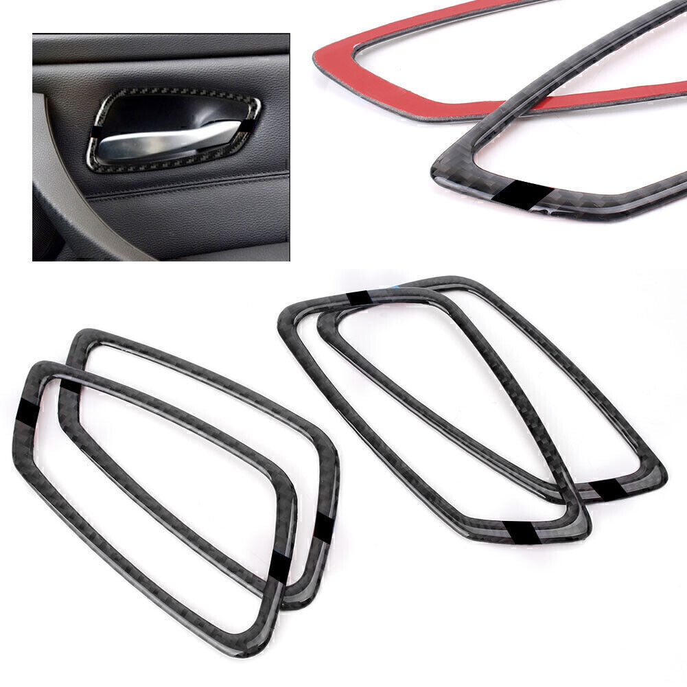 Carbon fiber Car Interior Door Handle Frame Trim Fit for BMW E90 E92 3 Series 05-12