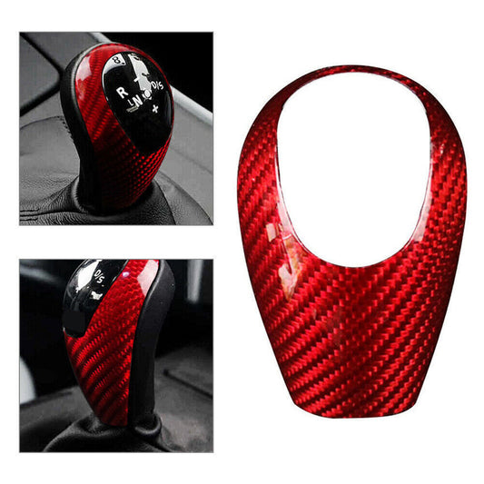 Carbon Fiber Car Interior Gear Shift Knob Cover Trim for BMW M Series M5/6/3 Red