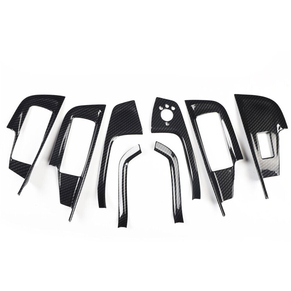 Glass Window Lifting Lock Panel Trim 8PCS Fit for Audi A6L 12-2018 Carbon Fiber