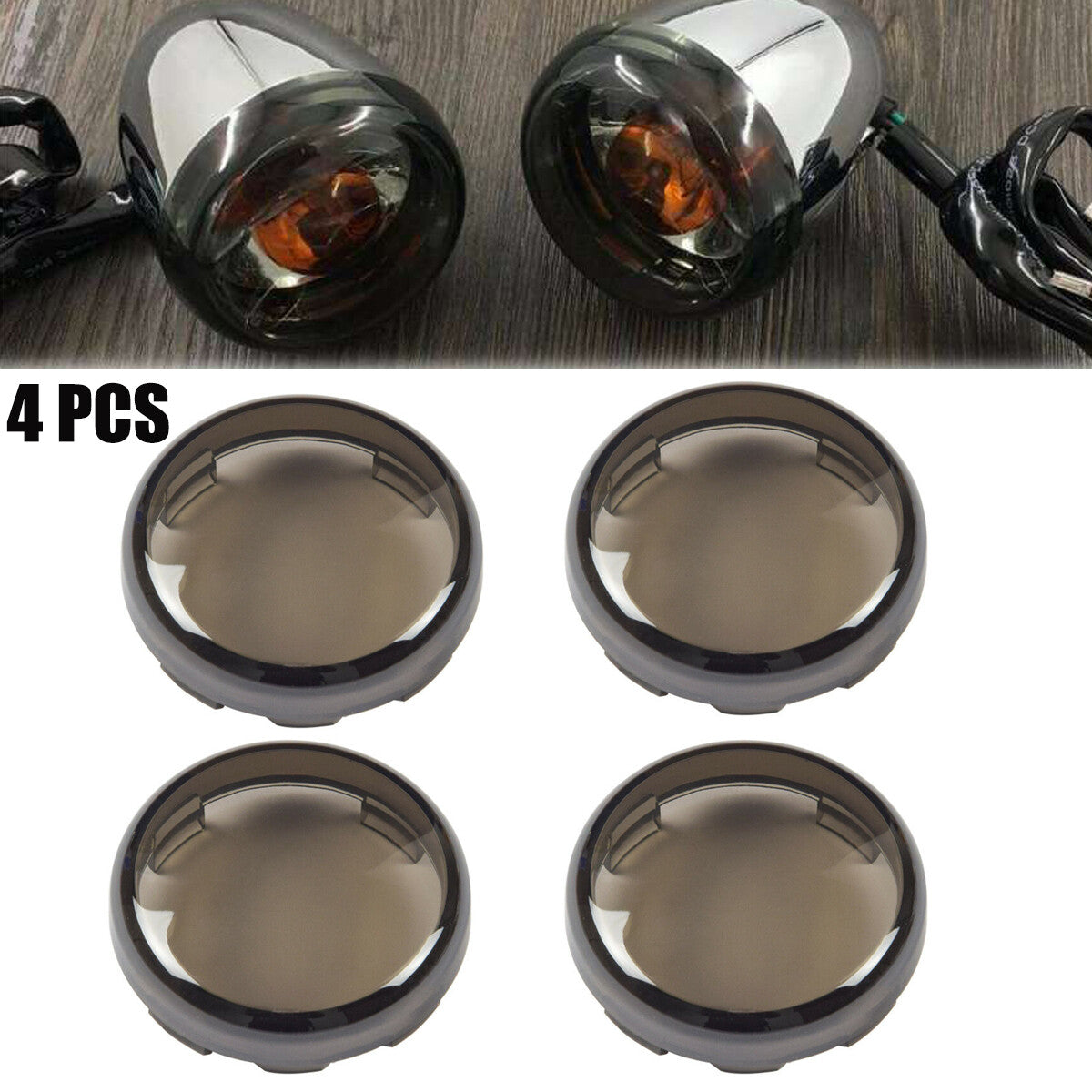 4pcs Smoked Motorcycle Turn Signal Light Indicator Lens Cover Color for Harley