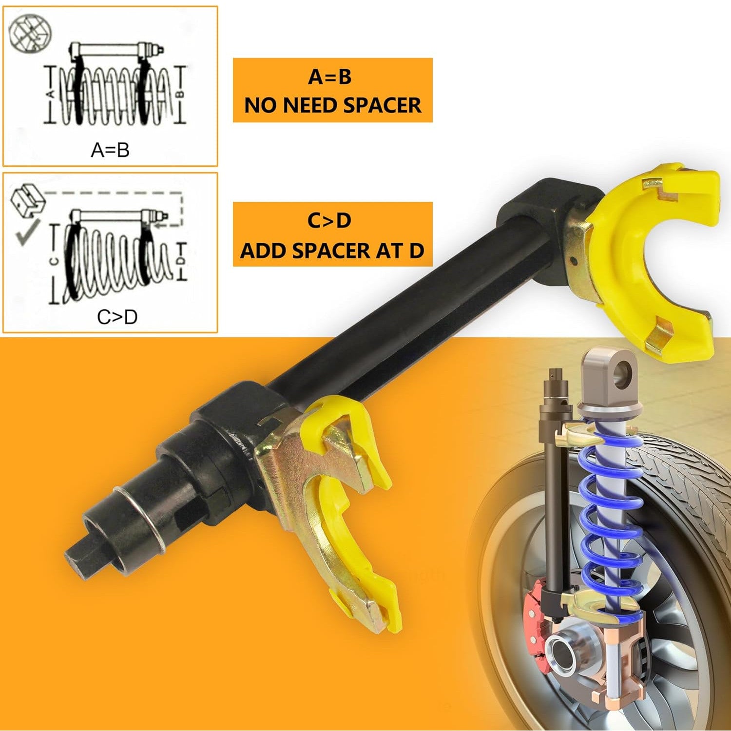Macpherson Strut Spring Compressor Kit with Interchangeable Fork Support Coil Extractor
