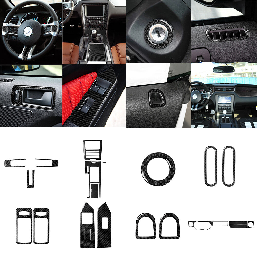 22Pcs Carbon Fiber Interior Full Kit Cover Trim for Ford for Mustang 2009-2013