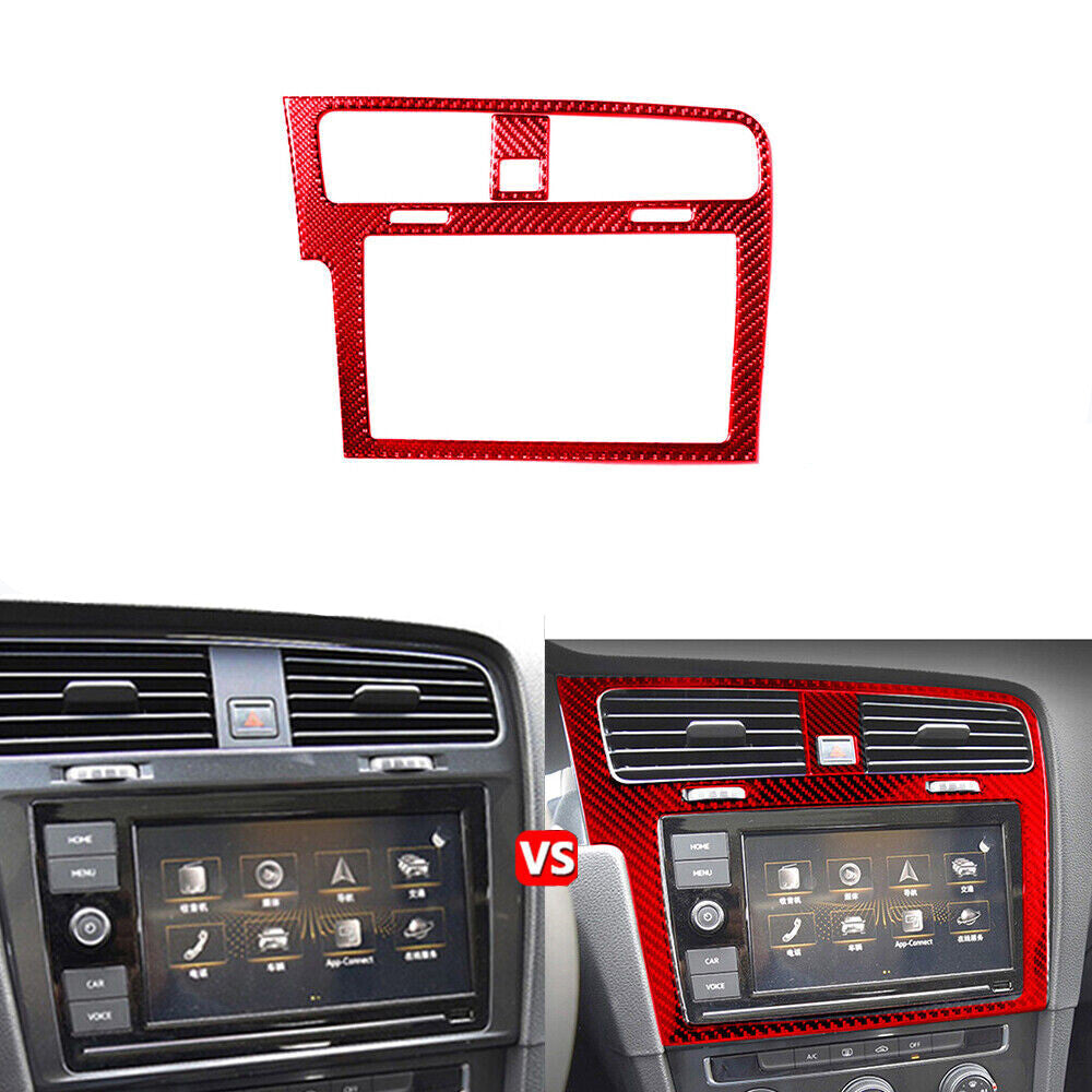 for VW for Golf 7 GTI MK7 2014-2019 Red Carbon Fiber GPS Navigation Panel Trim Cover