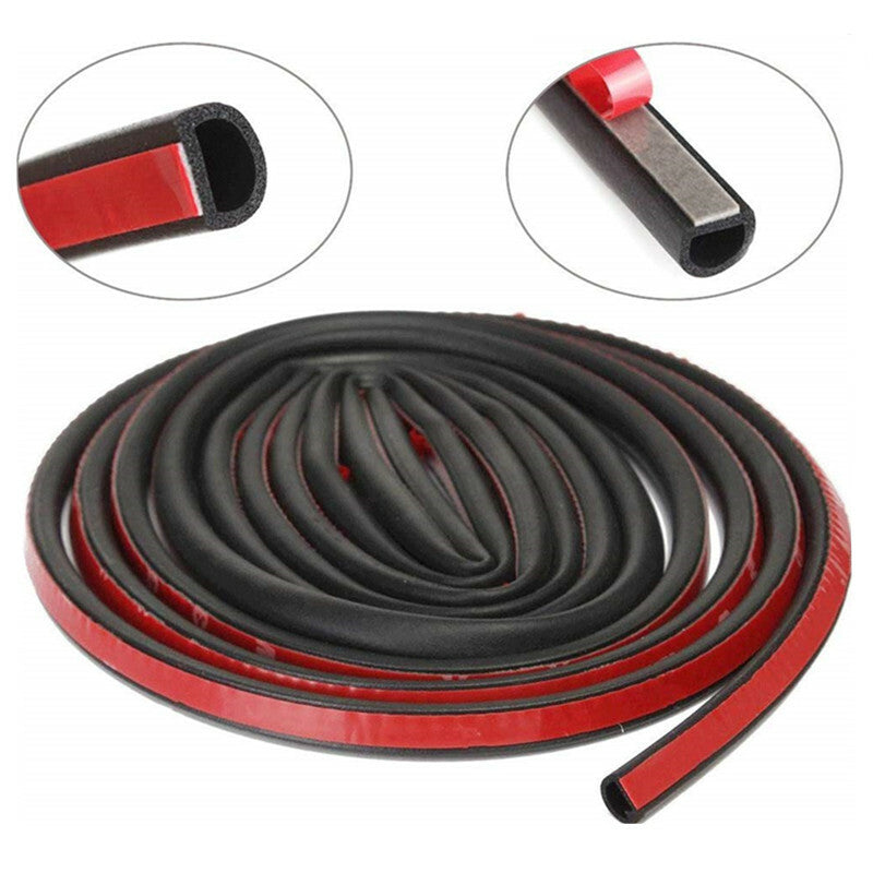 Car Small D-Shape Rubber Seal Strip Mat Weatherstrip Self Adhesive Hollow 8M Pad