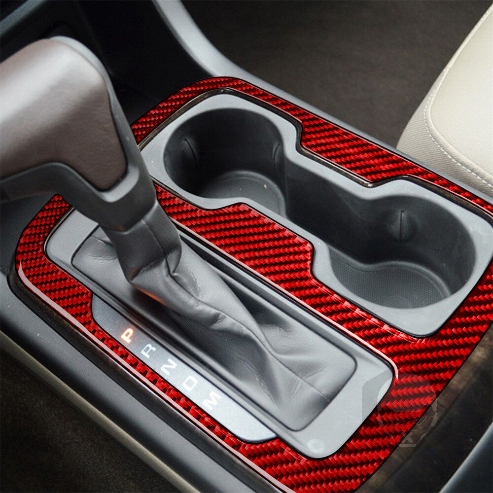 Red Carbon Fiber Central Gear Shift Trim for Chevrolet Colorado for GMC for Canyon 2015+