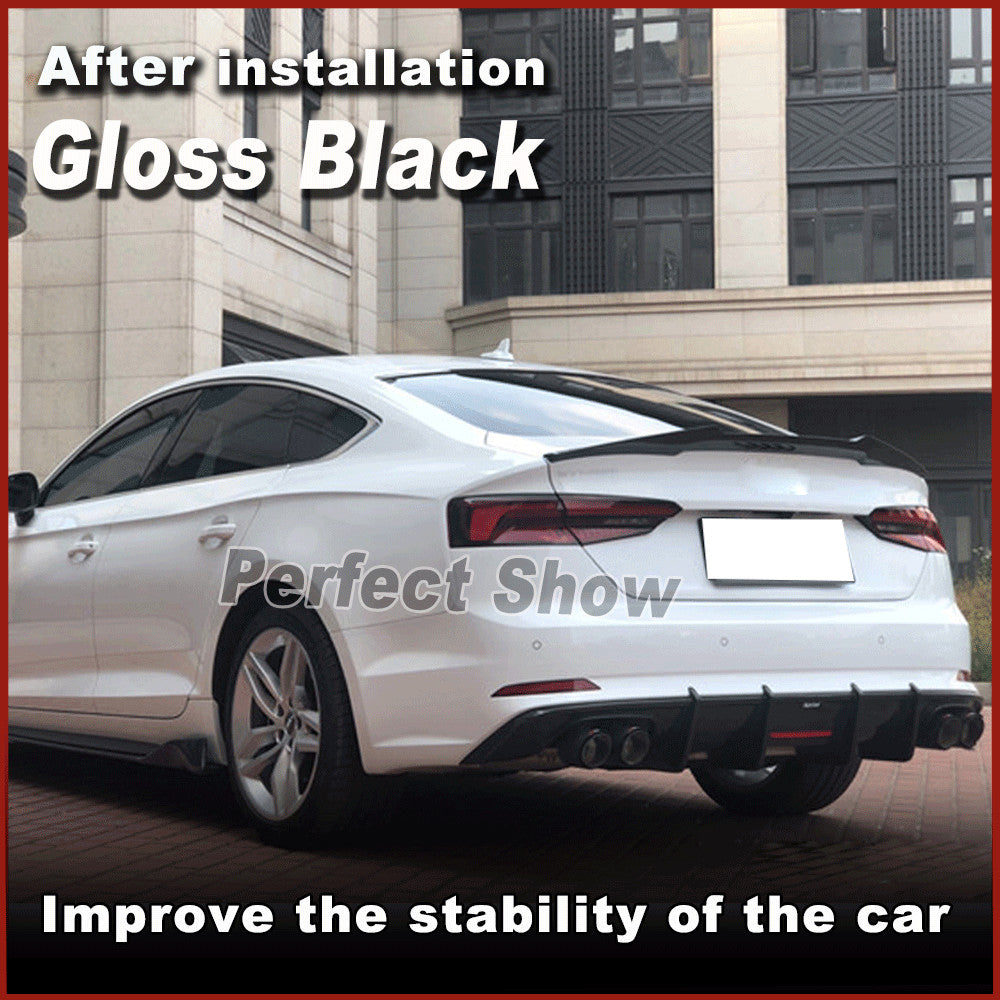 Fit for Audi A5 B9 SLINE S5 4-Door 17-20 Gloss Black Rear Trunk Boot Spoiler Lip