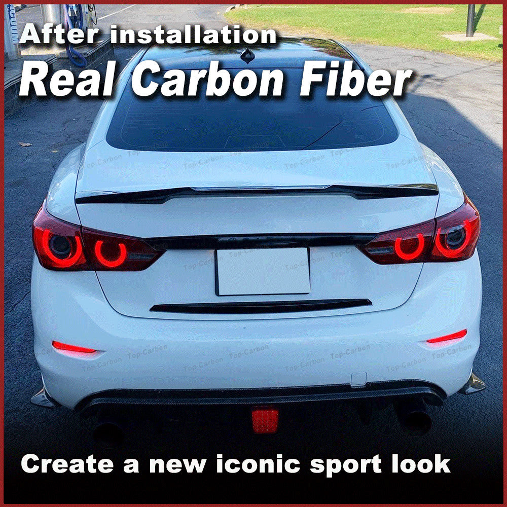 Fit for Infiniti Q50 Sedan 2014-20 REAL Carbon Rear Trunk Spoiler Lip Boot Wing
