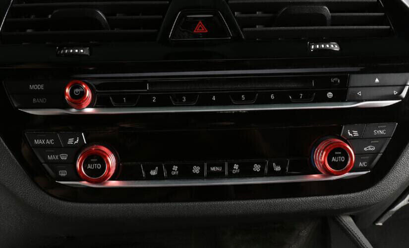 for BMW 5 Series G30 2018-2023 Red Aluminum Middle Console Ac Knob Cover Trim 3P