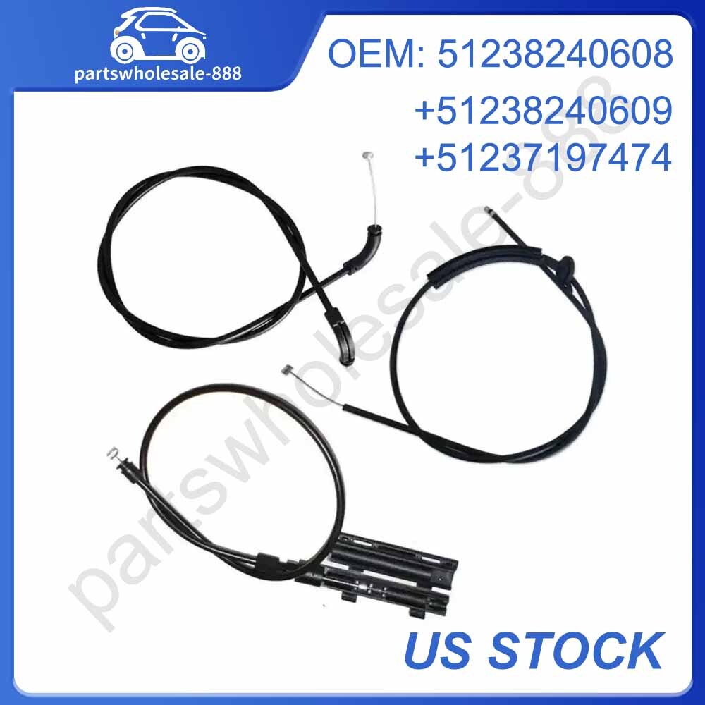 3 PCS Engine Hood Release Cable Kit for BMW 7 Series E66 730Li 735Li 51237197474