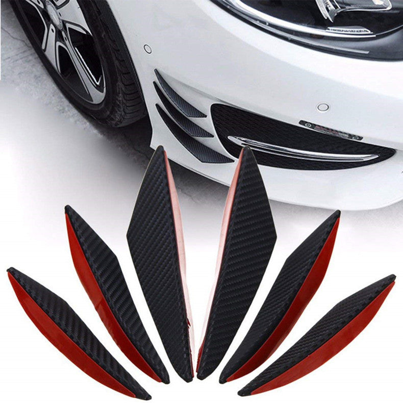 6x Car Front Bumper Lip Splitter Carbon Fiber Printing Body Diffuser Fin Spoiler