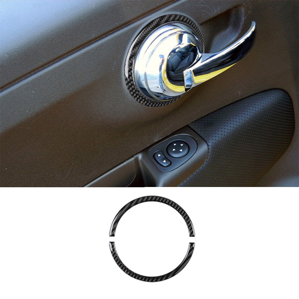 2Pcs Carbon Fiber Interior Decor Door Handle Cover Trim For 2012-2015 for Fiat 500