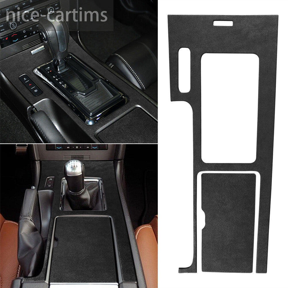 2¡ÁSuede Black Gray Console Gear Shift Box Panel Cover for Ford for Mustang 2009-2013