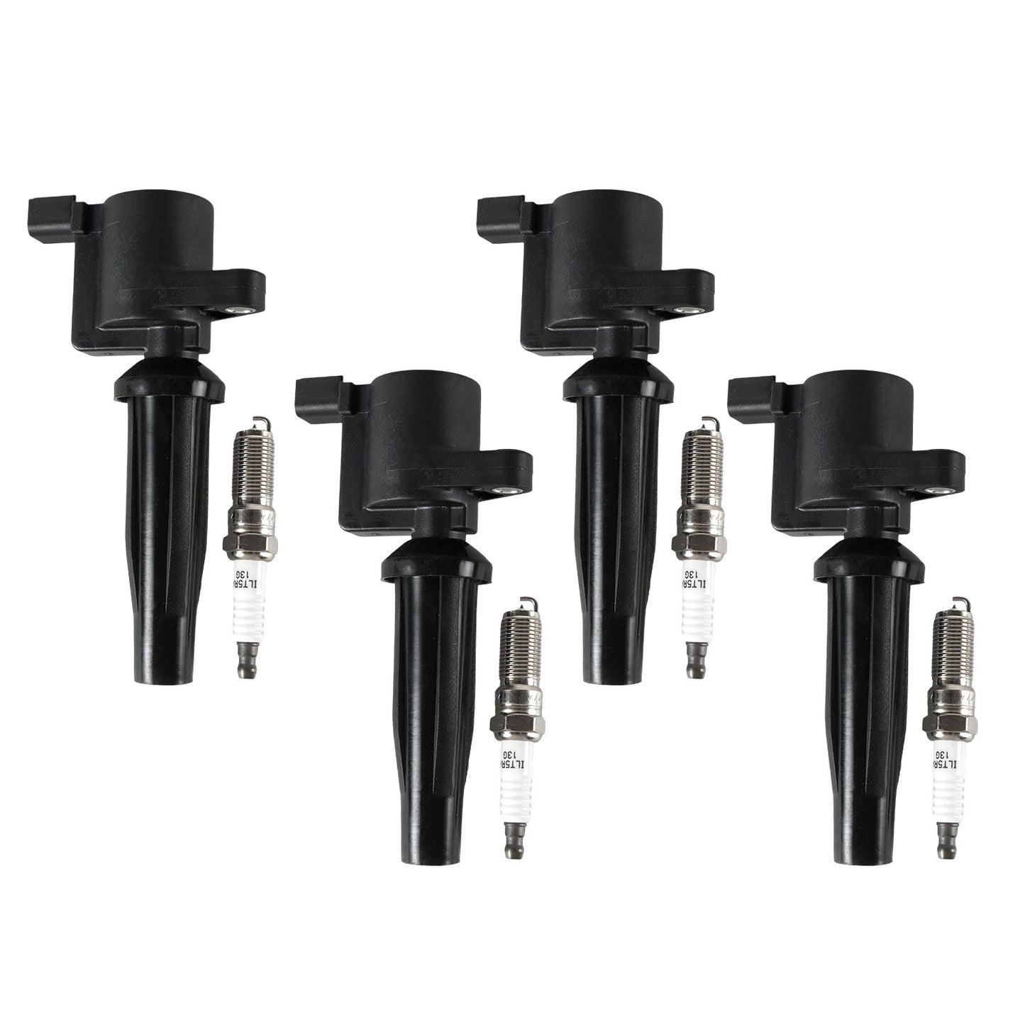 Set of 4 Ignition Coils + Iridium Spark Plugs for Ford Escape for Mazda 3 2.3L L4