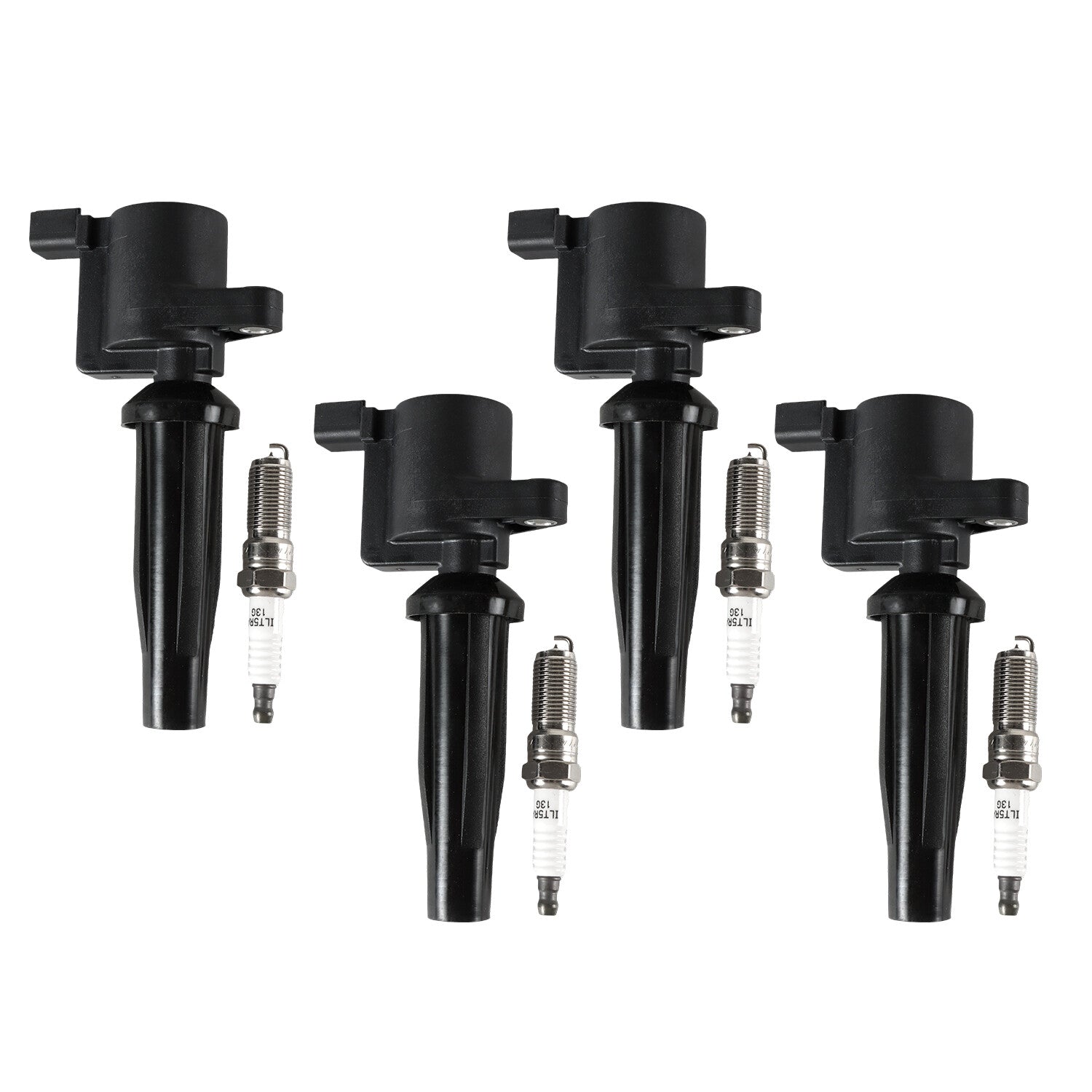 Set of 4 Ignition Coils + Iridium Spark Plugs for Ford Escape for Mazda 3 2.3L L4