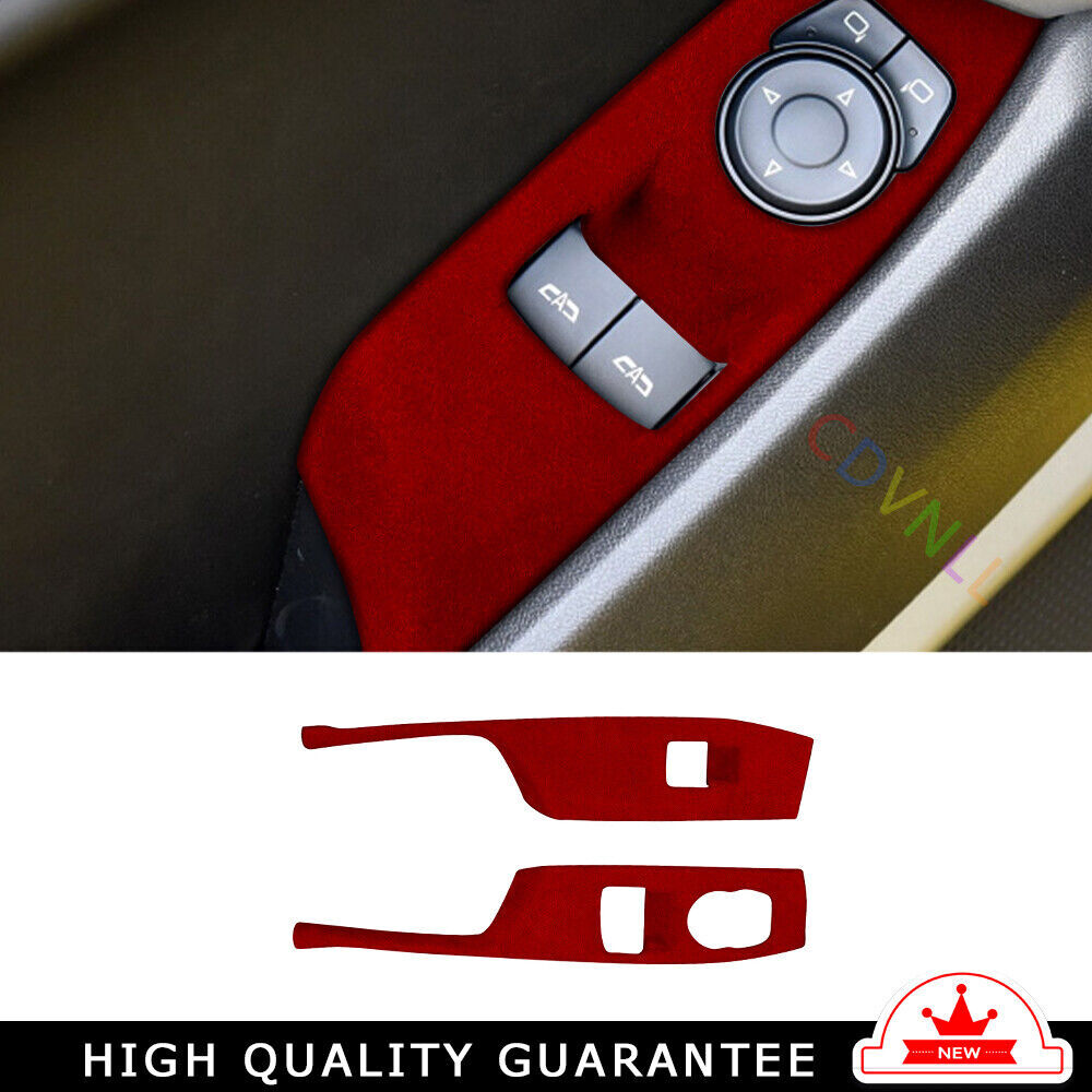 Glass Window Lifting Lock Panel Trim Fit for Chevrolet Camaro 2016-20 Red Suede