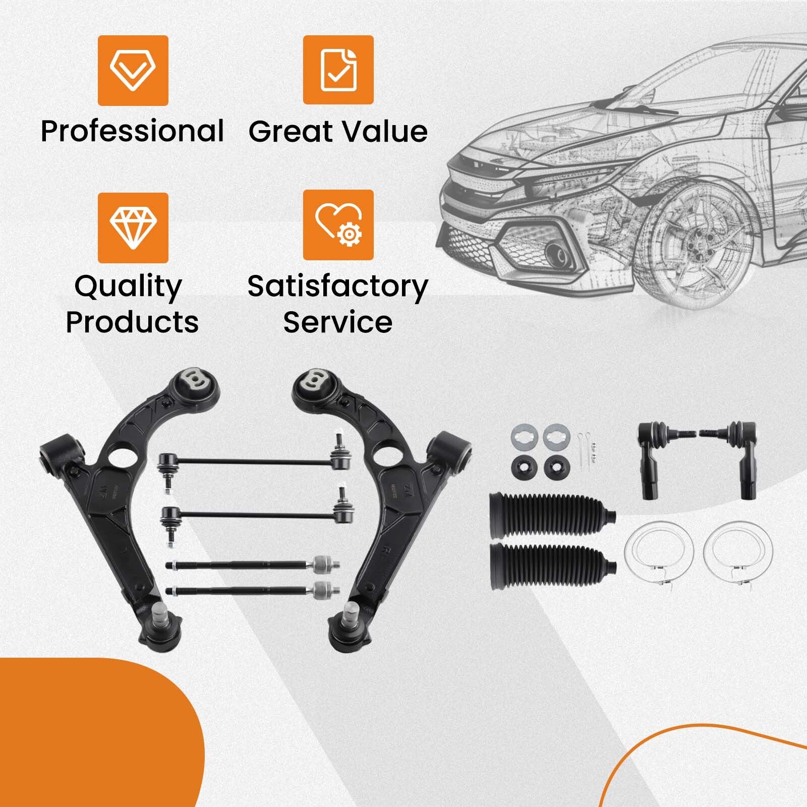 Front Lower Control Arms Sway Bars Tierods for Dodge Dart for Chrysler 200 2015-2017