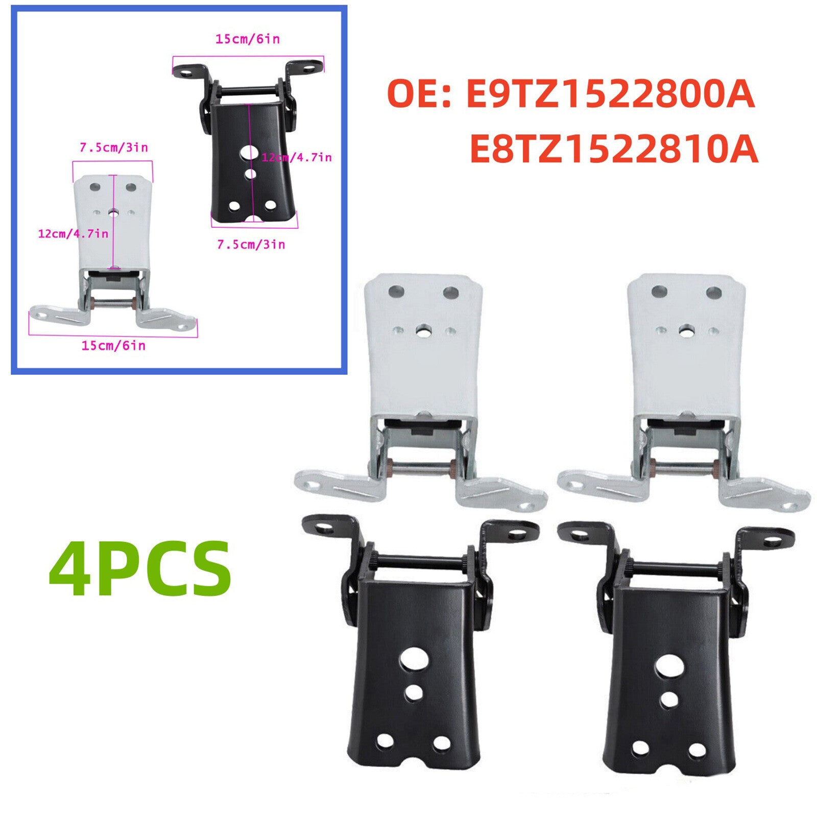 4PCS UpperLower Door Hinge E9TZ1522800A Replace for Ford F150 F250 F350