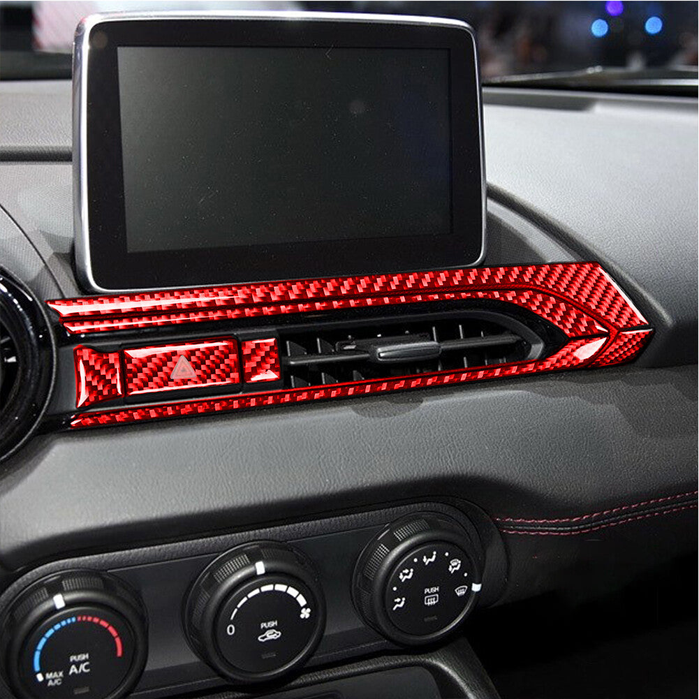 for Mazda MX-5 16-20 Carbon Fiber Interior Center Air Vent Outlet Cover Trim Red