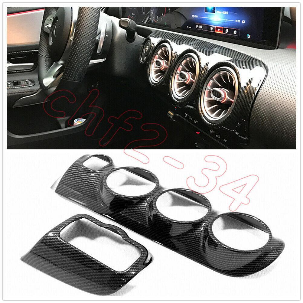 ABS Carbon Fiber AC Air Vent Outlet Frame Cover for Benz A-Class W177 C118 19-22