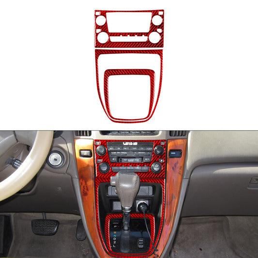 Red Carbon Fiber Interior Central Console Cover Trim for Lexus RX300 1998-2003 A