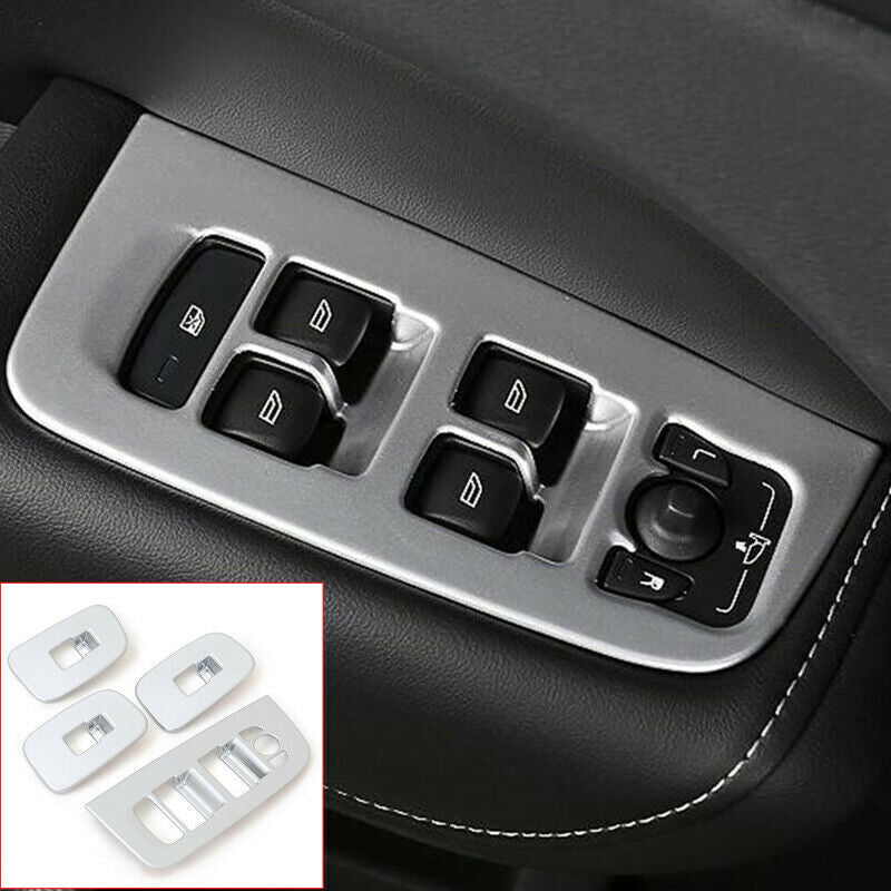 for Volvo XC60 2018-2021 Silver Door Winddow Lift Switch Panel Cover Trim 4PCS