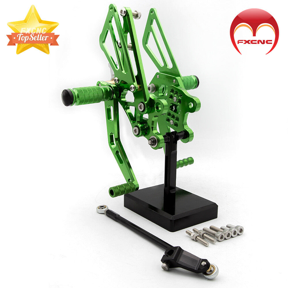 Suitable for Kawasaki ZX12R 2000 - 2001 CNC-machined rear wheel spikes and pedals (green).
