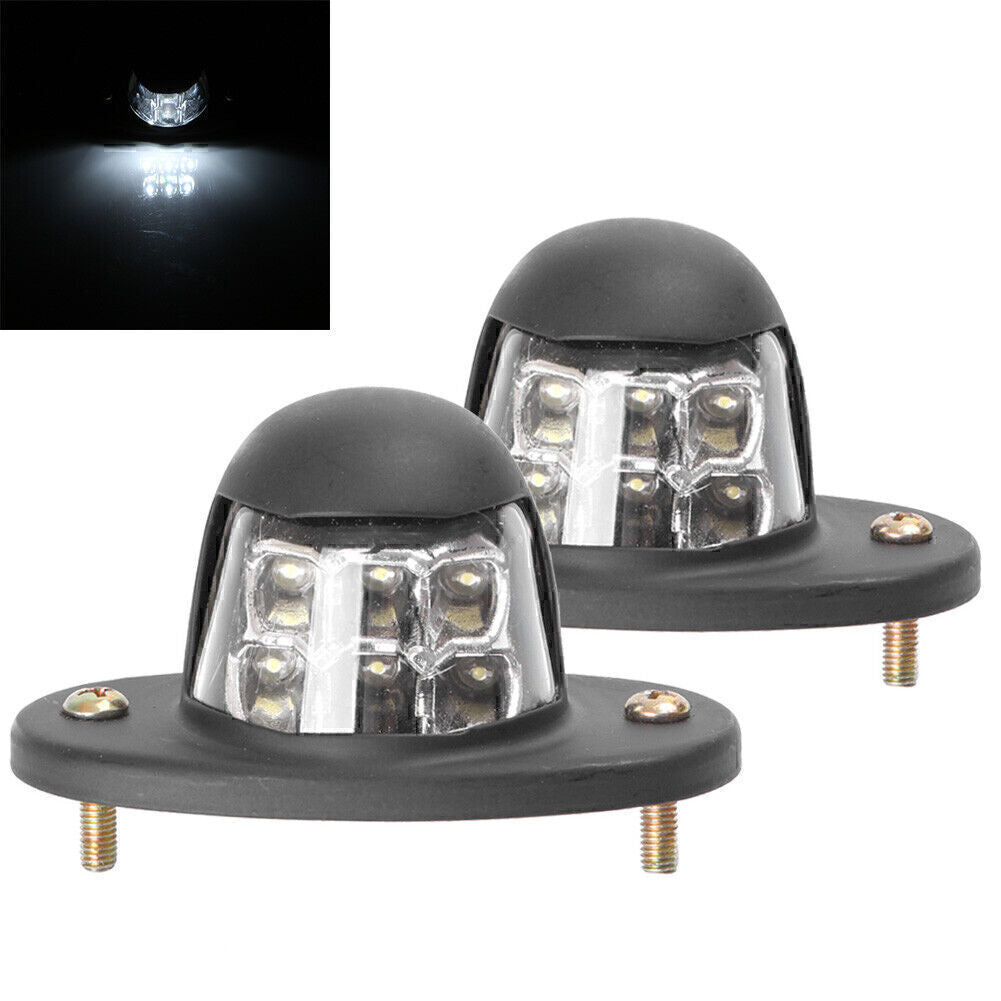 2 Pcs Universal White 6LED Light 12V DC License Plate Light With Screws + Nuts
