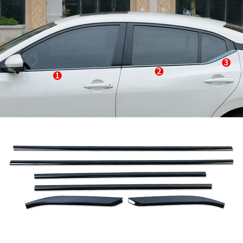 gloss black Car Window Lower Molding Trim Strip for Nissan Sentra Sylphy 2020-22