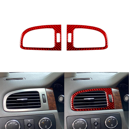 2Pcs Red Carbon Fiber Air Vent Cover Trim For Silverado/tahoe/ for sierra 2007-2014