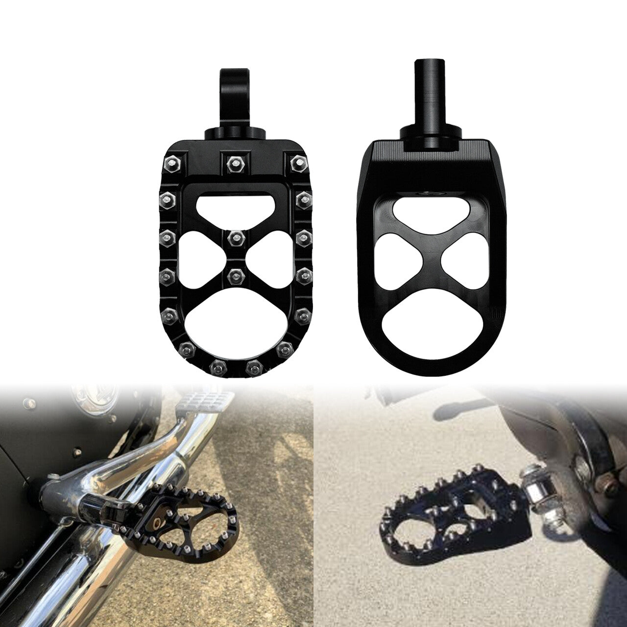 Black Wide MX Style Foot Pegs Rests Pedals Fit for Harley Dyna Sportster Bobber