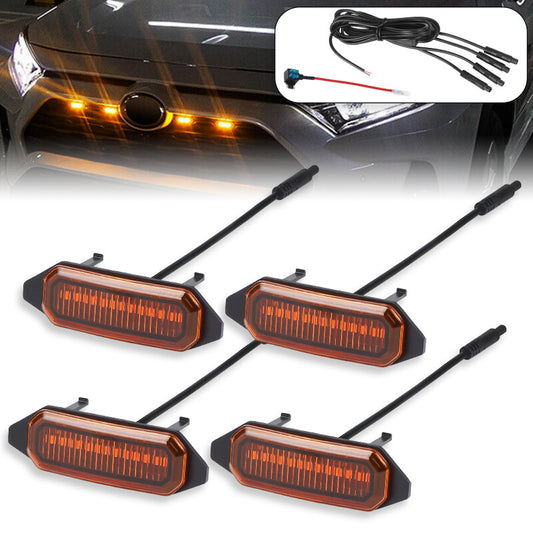 4PCS Front Grille Grill Amber LED Running Lights Kit for Toyota RAV4 2019-2022
