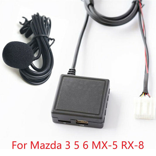 Car AUX Audio Cable Adapter Bluetooth Mic for Mazda 3 5 6 MX-5 RX-8 Stereo Radio