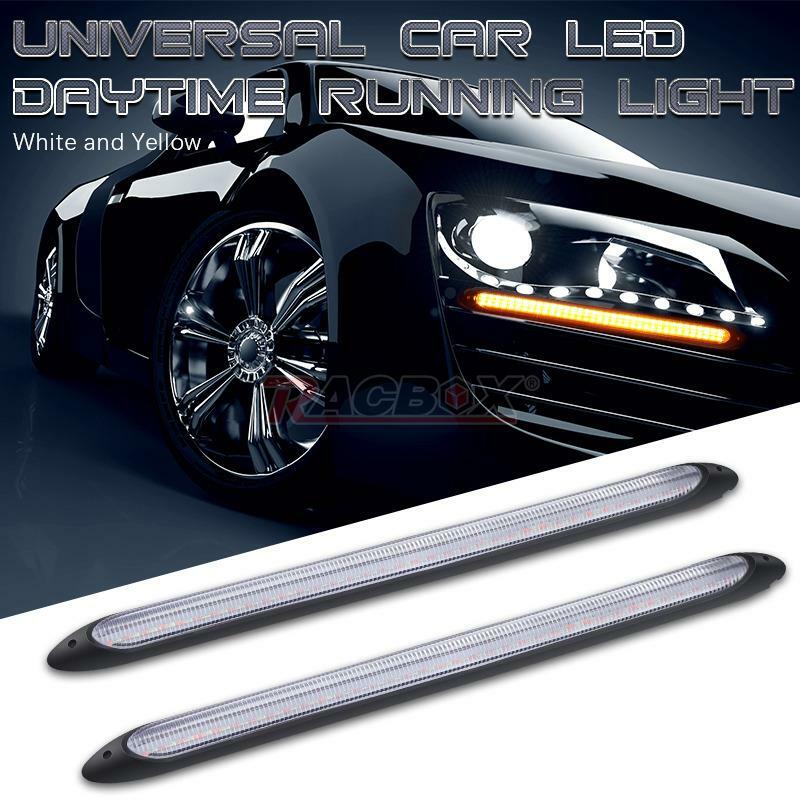 2X 28cm White/Yellow LED DRL Daytime Running Lights Strip Turn Signal Sequential