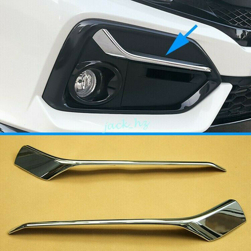 2P for Honda for Civic Hatchback 2016-2021 Chrome Front Fog Lamp Light Strips Trim