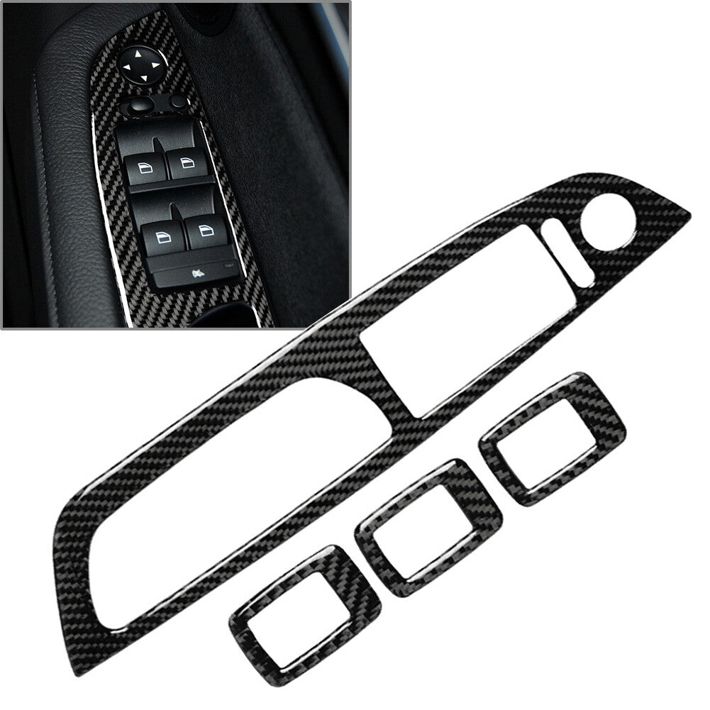 Door Window Button Frame Cover Trim for BMW X5 E70 X6 E71 08-13 RHD Carbon Fiber