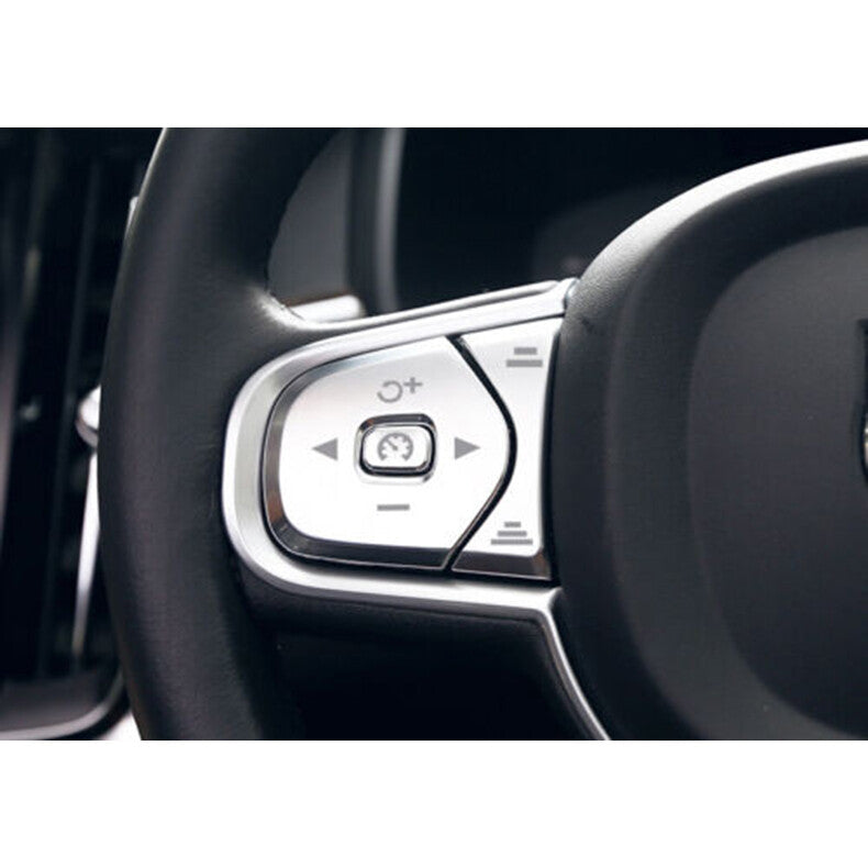 for Volvo S90 2017-2022 Silver Front Steering Wheel Button Switch Cover Trim 6x